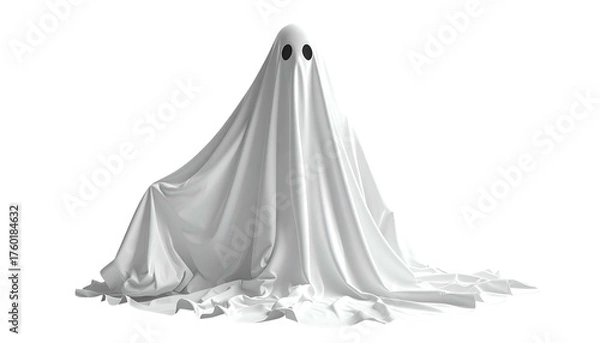 Fototapeta Classic Halloween figure of a shrouded ghost with two black eye-holes, seemingly floating
