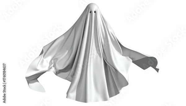 Fototapeta A white sheet draped over an unseen form, with visible eye holes, against a black background