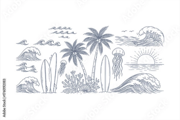 Obraz Tropical Beach Etching