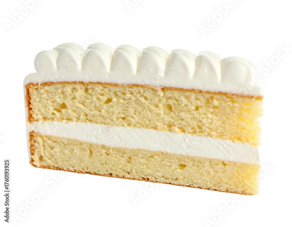 Fototapeta A cross-section of a layered cake, vanilla sponge, creamy filling & frosting