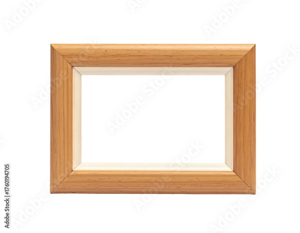 Fototapeta A rectangular picture frame featuring wood-grain with a white inner border, black background