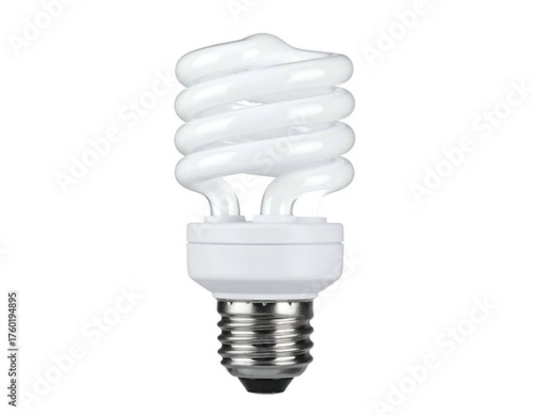 Fototapeta White spiral-shaped bulb, base upward, on a black background