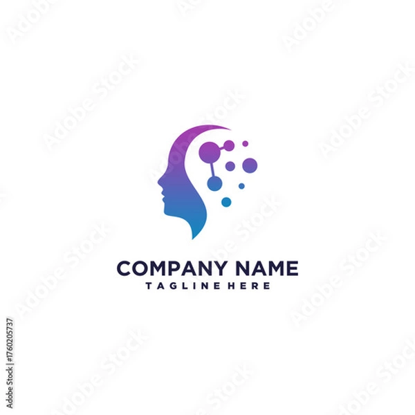 Fototapeta Artificial Intelligence Logo Design Brain vector AI Brainstorming