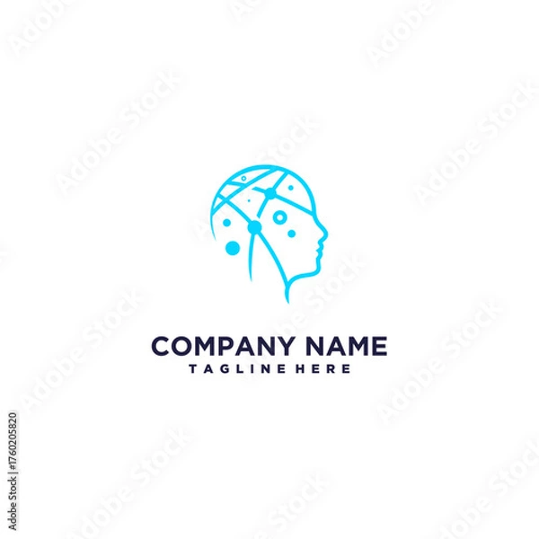 Fototapeta Artificial Intelligence Logo Design Brain vector AI Brainstorming