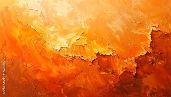 Obraz Textured abstract painting showing vibrant shades of orange and yellow