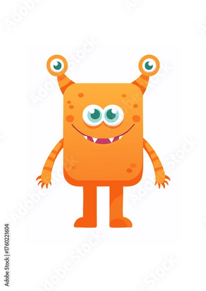 Fototapeta Square Monster Character – Cute Geometric Flat Vector Illustration
