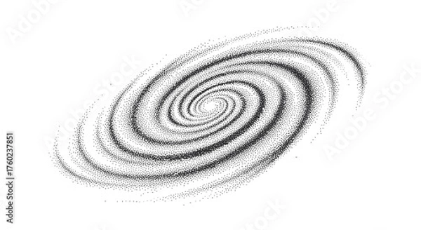 Fototapeta Spiral Galaxy Illustration in Vintage Dotwork Engraving Style