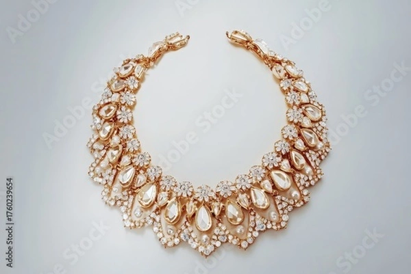 Fototapeta A gold and diamond necklace