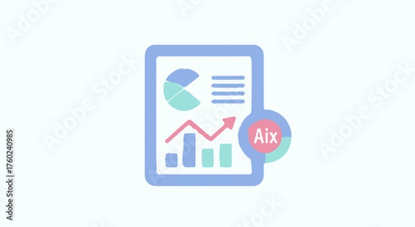 Fototapeta AI Technology Flat Icon Minimal Vector Illustration of Data Analysis