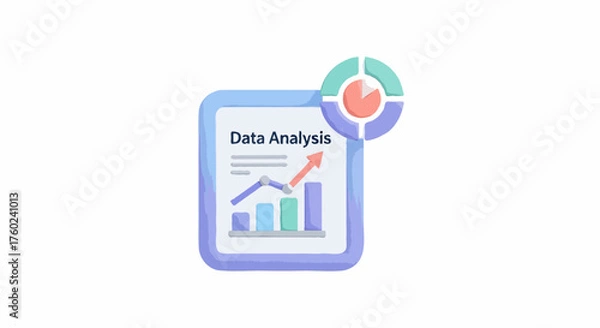 Fototapeta AI Technology Flat Icon Minimal Vector Illustration of Data Analysis 
