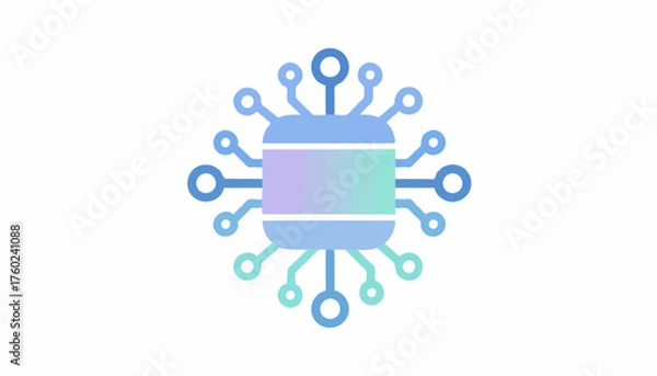 Fototapeta AI Technology Flat Icon Minimal Vector Illustration of Artificial Intelligence