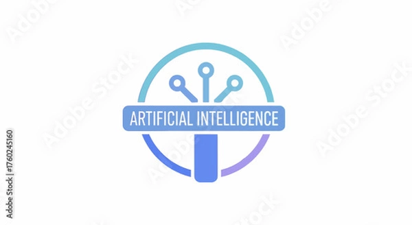 Fototapeta AI Technology Flat Icon Minimal Vector Illustration of Artificial Intelligence