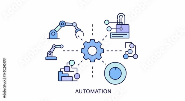 Fototapeta AI Technology Flat Icon Minimal Vector Illustration of Automation 