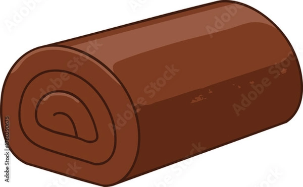 Fototapeta A detailed illustration of a chocolate Swiss roll cake, showing the spiral layers.