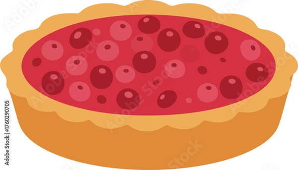 Fototapeta Cartoon pie with red berry filling and a golden crust.