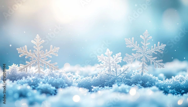Obraz 繊細な雪の結晶　冬のイメージ