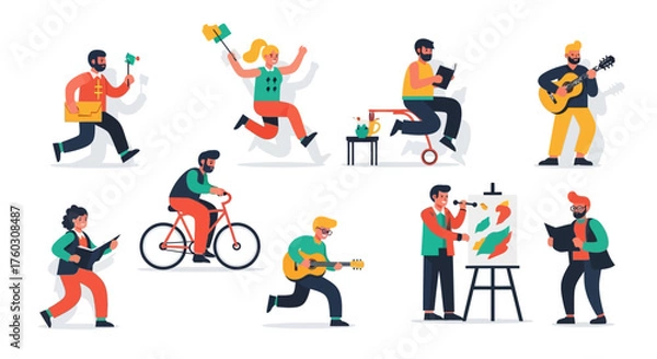 Fototapeta Character Routine activity vector icon daily flat icon