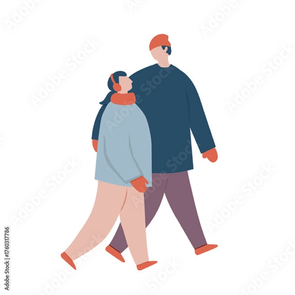 Obraz 冬服を着た若いカップル