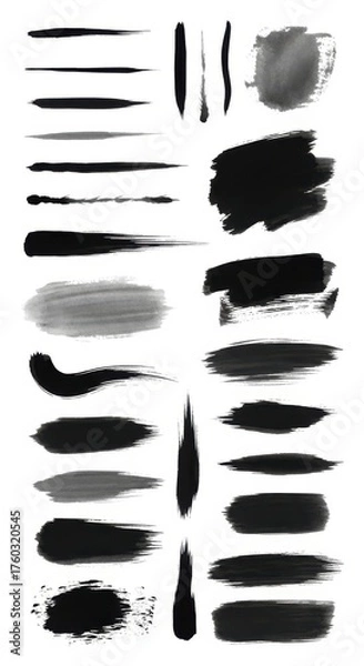 Fototapeta Collection of expressive watercolor textures and brushes, offering diverse artistic elements for