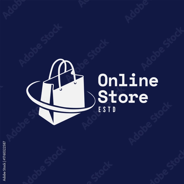 Fototapeta Modern online store logo design concept with shopping bag icon and branding elements