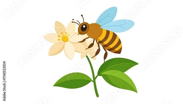 Obraz Cartoon bee on a flower
