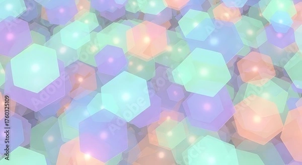 Obraz Pastel Hexagon Abstract Background with Bokeh Effect Light Points Wallpaper