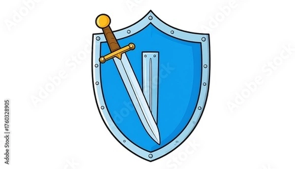 Obraz Cartoon shield with sword