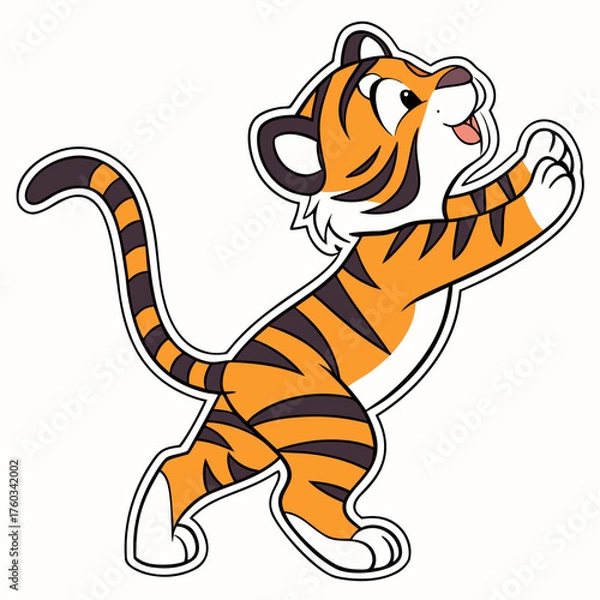 Obraz Cute playful tiger cub vector illustration scalable sticker icon graphic design