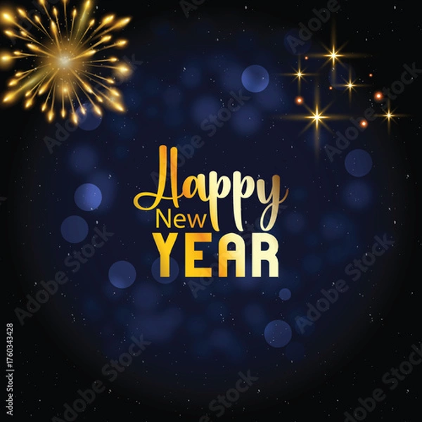 Fototapeta elegant happy new year greeting background with 2023 3d gold text
