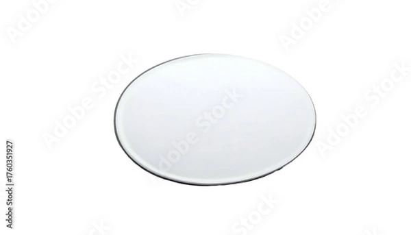 Fototapeta Shiny white disc with subtle grey rim on a black background