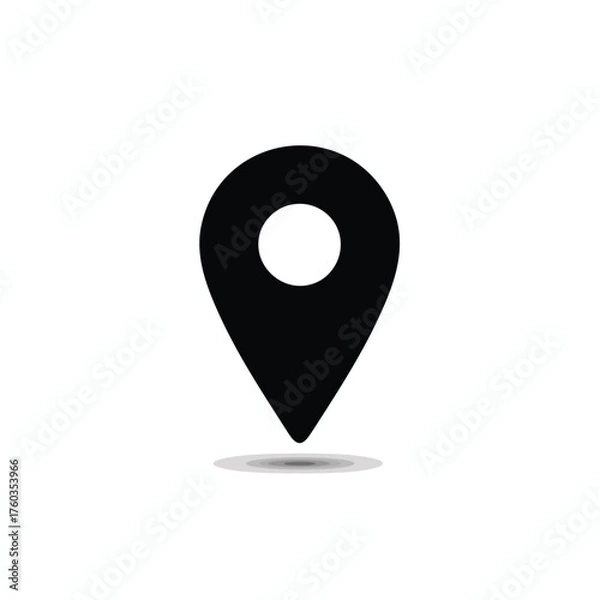 Obraz Minimalistic Black Location Pin Icon Representing Navigation and Geography