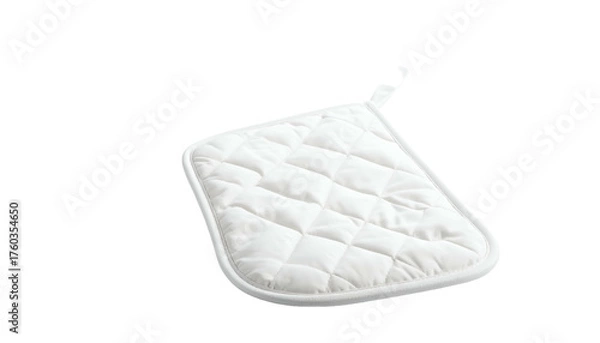 Fototapeta Isolated white quilted pot holder with a hanging loop on black