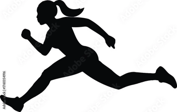 Obraz Silhouette of a Female Runner in Motion Against a Light Background