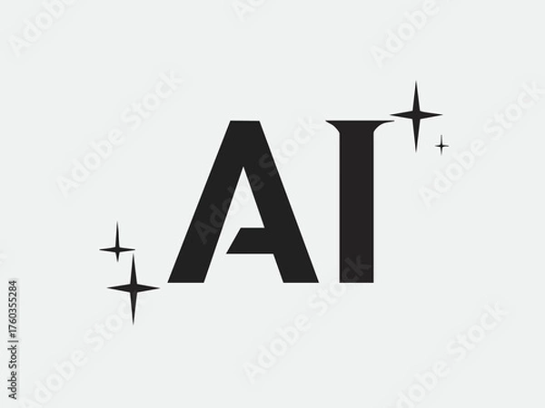 Obraz Modern AI Logo Design Featuring Stylized AI Text with Sparkles on a Clean Background