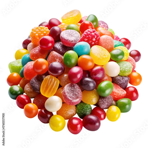 Fototapeta Colorful Candy Assortment — Bright Jelly Beans PNG Transparent Background.
