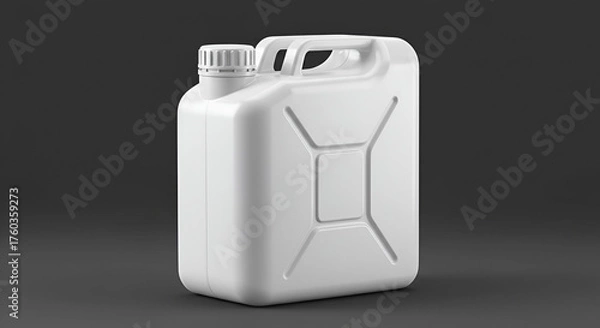 Fototapeta Realistic white plastic jerrycan container isolated on gray background studio shot