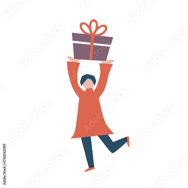 Obraz プレゼント持ち上げる女の子
