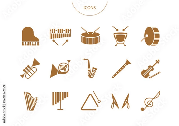 Obraz 楽器 オーケストラ　アイコン ピクトグラム　ベクター イラスト　セット