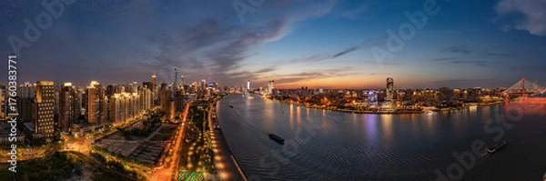 Fototapeta sunset over the huangpu river