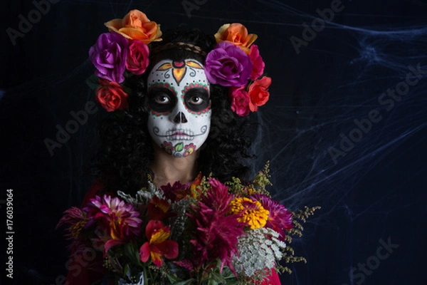 Obraz Kostium i makijaż dla dziewczynki La Calavera Catrina. Święto zmarłych