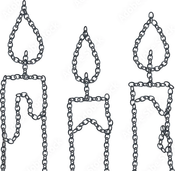 Fototapeta シルバーチェーンで描いたキャンドルのイラスト素材