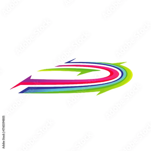Fototapeta Colorful Arrow Loop Icon Dynamic Design for Direction, Progress, and Movement on White Background