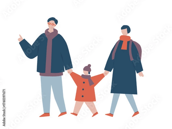 Obraz 冬服を着てお出かけをする家族