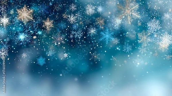 Fototapeta 幻想的に輝く雪の結晶の背景