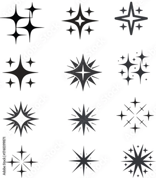 Fototapeta Collection of Sparkling Star Icons for Graphic Design and Illustration