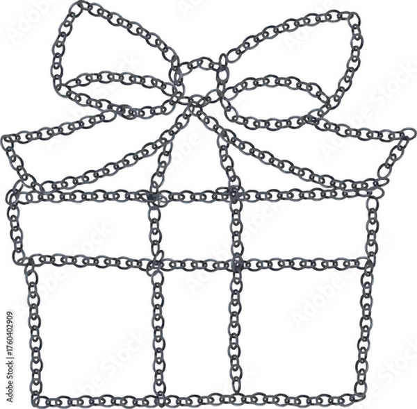 Fototapeta シルバーチェーンで描いたギフトボックスのイラスト素材　Adobe Illustrator Artwork