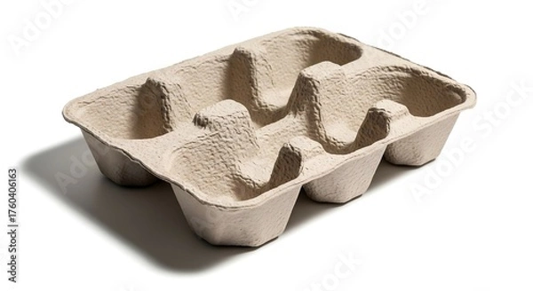 Obraz Empty molded paper pulp protective packaging tray isolated on white