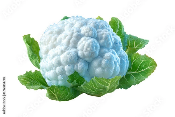 Obraz Fresh organic cauliflower vegetable with vibrant green leaves isolated studio shot healthy food ingredient isolated on transparent background