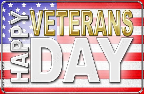 Fototapeta Happy Veterans Day, 3D, Honoring all who served, American holiday template.