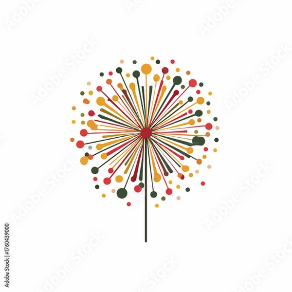 Fototapeta Minimal Fireworks Icon in Flat Style